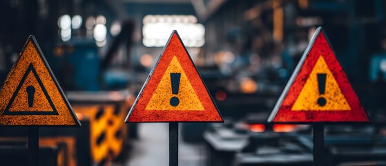 Industrial Warning Signs in Workshop Highlighting Safety Concerns