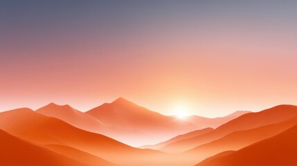 Obraz premium Breathtaking sunset over rolling mountains in warm hues of orange and pink.