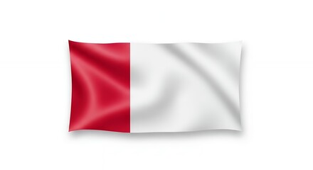 Obraz premium Waving Flag of Monaco with Red and White Colors on a White Background