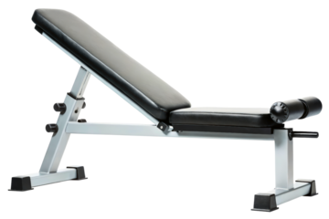 Adjustable weight bench for home gym workouts isolated with transparent background