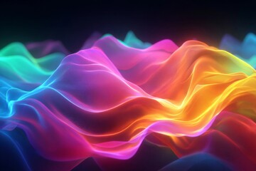 Obraz premium Vibrant Waves of Color Dance in a Mesmerizing Digital Landscape of Light Generative AI