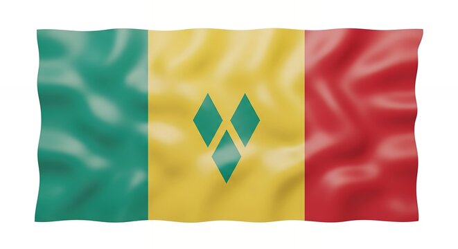 Wavy Saint Vincent and the Grenadines flag with three diamonds