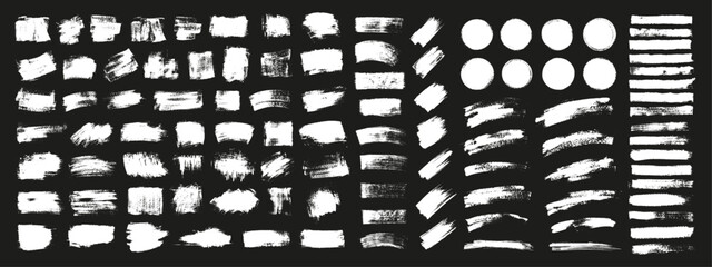 Set of black paint, ink brush strokes.
