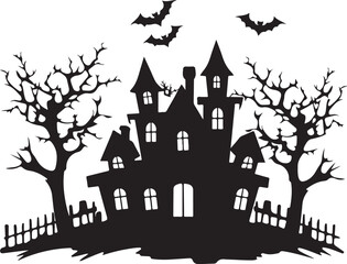 Haunted House Vector Set – Spooky Halloween Scene

