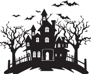 Haunted House Vector Set – Spooky Halloween Scene


