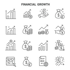 Financial growth and investment icons representing currency profit and economic progress in a modern vector illustration