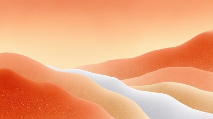 Abstract landscape with warm orange and soft white curves, creating a serene atmosphere.