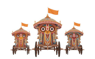 Obraz premium Jagannath Puri Yatra isolated on transparent background, Generative ai.