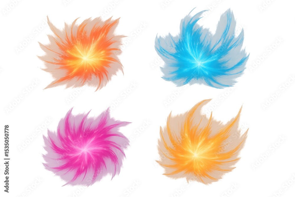 Poster vibrant abstract swirls radiating luminous energy against transparent backdrop, creating dynamic vis