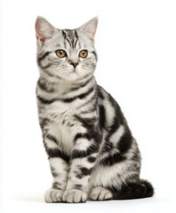 Obraz premium American shorthair cat | sitting | white background