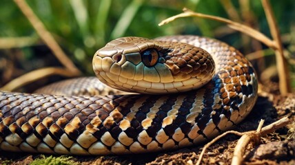 Obraz premium Close-up of a snake in its natural habitat