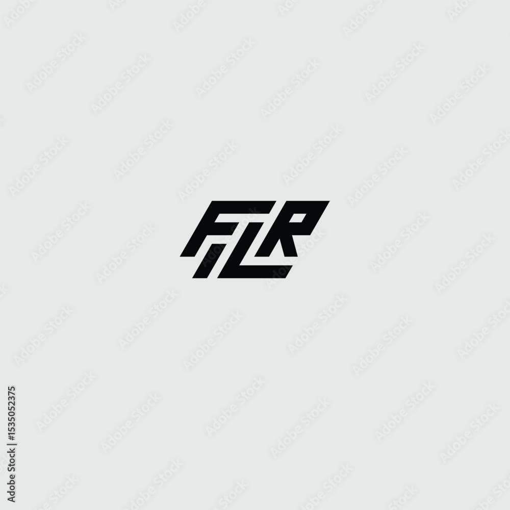 Poster abstract monogram flr design with interlocking letters in bold geometric style