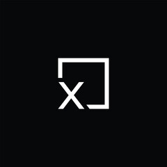 Abstract minimalist letter X logo design with square geometric shapes illustration