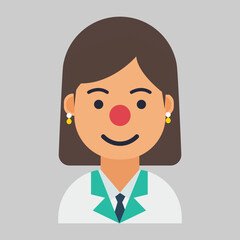 Woman Doctor with Red Nose A Flat Icon Design