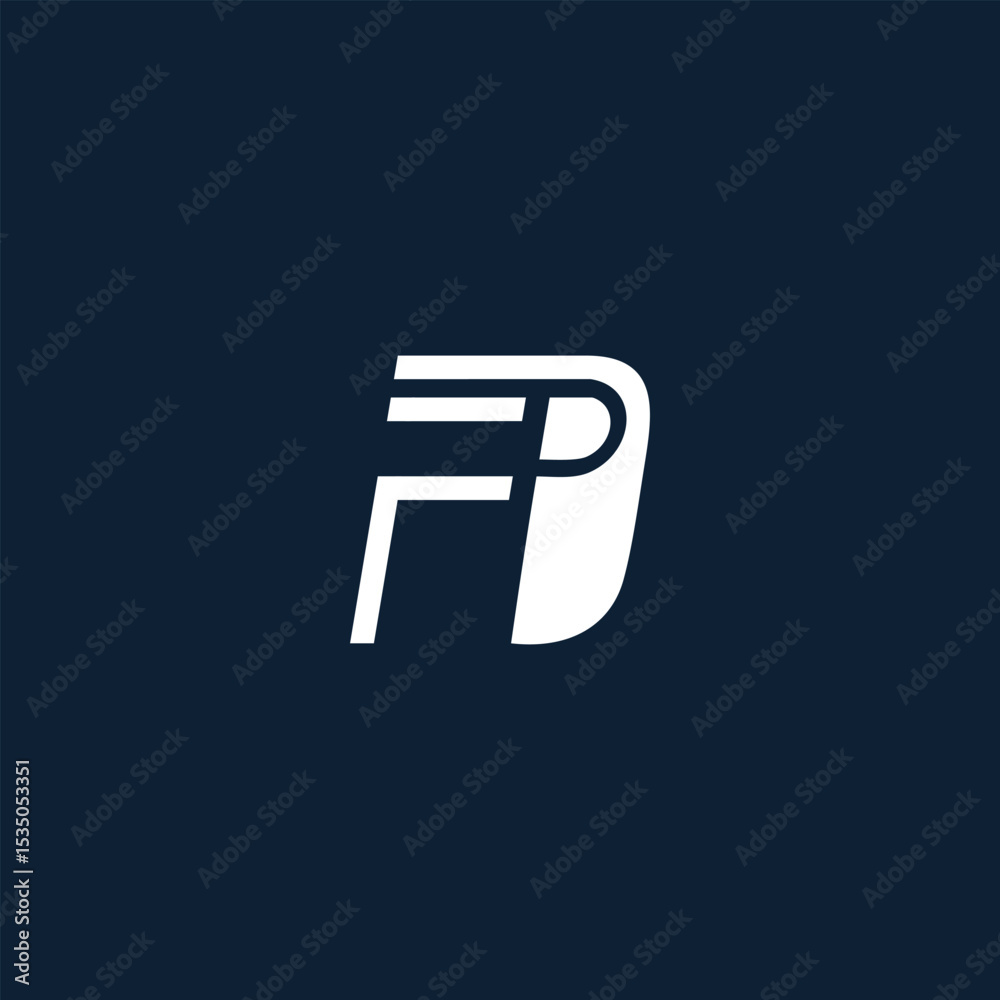 Fototapete elegant and minimalist logo design with intertwined f and p letters icon