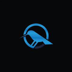 Elegant blue bird logo design with clean lines and minimalist approach