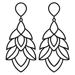 Layered Petal Earrings Line Art 