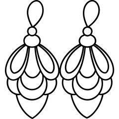 Layered Petal Earrings Line Art 