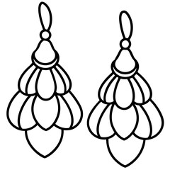 Layered Petal Earrings Line Art 