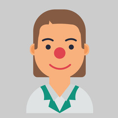Friendly Cartoon Illustration of a Woman with a Red Nose