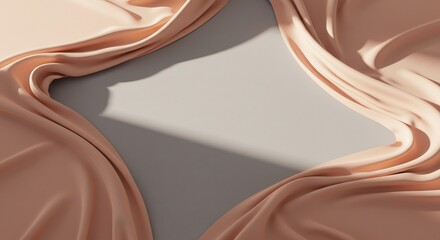 Abstract Draped Pastel Peach Fabric with Grey Negative Space
