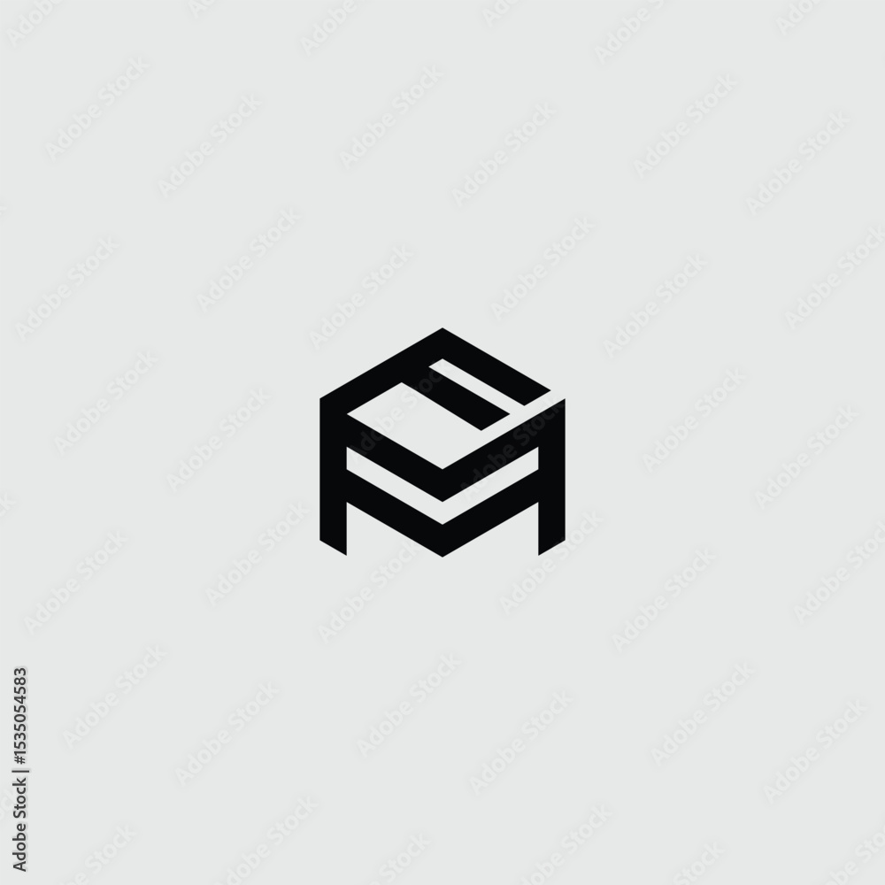 Fototapete geometric monogram logo symbol with overlapping letters f and m design