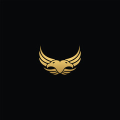 two head eagle Luxurious Golden Emblematic Design with Wings on a Black Background