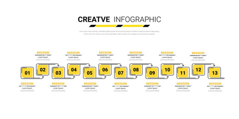 Infographic design template with numbers 13 option for Presentation infographic, Timeline infographics, steps or processes.