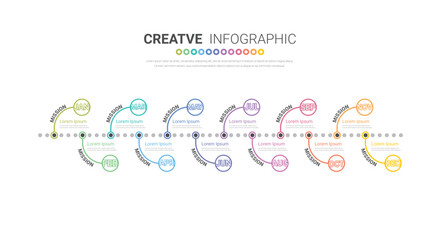 Timeline business for 12 months, Infographics element design and Presentation can be used for Business concept with 12 options, steps or processes.