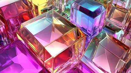 Colorful Glass Cubes Cluster