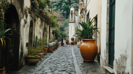 Italian Alleyway with Terracotta Pots