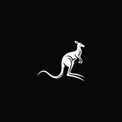 Kangaroo Logo. Minimalist Black Silhouette Design for Bold and Agile Branding