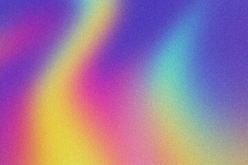 Vivid gradient aurora borealis effect with smooth transitions of colors and grain noise. Digital flyer backgrounds, abstract themes, modern design projects. Lo-fi multicolor vintage retro design.