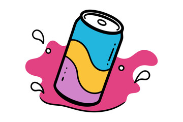 Refreshing Soda Can Illustration with Carbonation