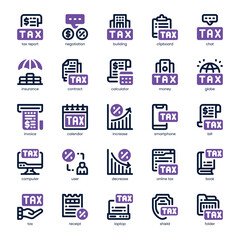 Tax Return Icon pack for your website, mobile, presentation, and logo design. Tax Return Icon dual tone design. Vector graphics illustration and editable stroke.