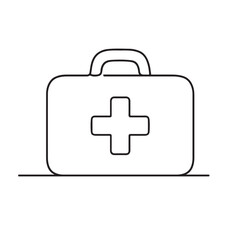 Minimalist First Aid Kit Icon with Medical Cross Symbol Design