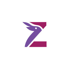 Negative Space Letter Z Kangaroo Typography Logo. Modern and Sleek Joyful Design