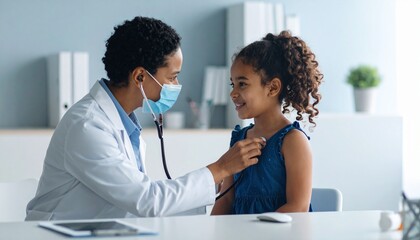 Fototapeta premium Professional Medical Check-Up – Doctor Examining Little Girl Patient in pediatrics