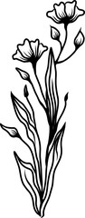 Hand Drawn Minimal Linear Vector Floral Pattern 