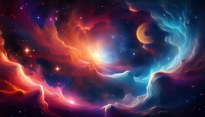 Nebula and galaxies in space. Abstract cosmos background