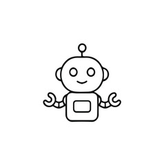 Flat vector icon of a friendly robot with accents, symbolizing robots, AI, automation, technology, or robotics. Great for tech startups, AI blogs, automation tools, STEM education.