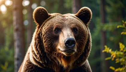 Obraz premium Close-up of a brown bear in forest