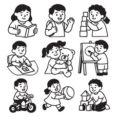 Children engaged various activities like reading, playing, and creating art, showcasing joy