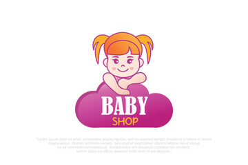 Child Care Logo symbol with baby vector illustration