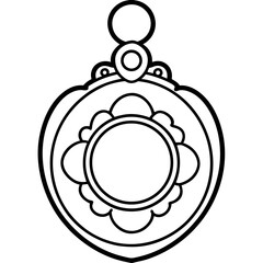 Vintage Locket Line Art Illustration