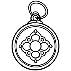 Vintage Locket Line Art Illustration