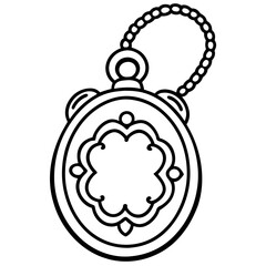 Vintage Locket Line Art Illustration