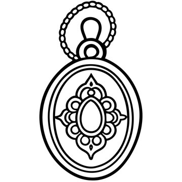 black and white pendant necklace design clip art preview