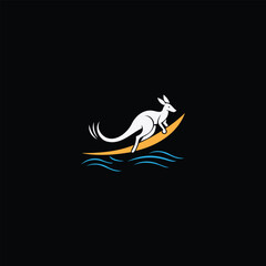 Kangaroo Logo. Minimalist Black Silhouette Design for Bold and Agile Branding