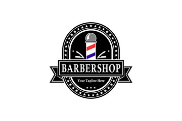 Hairdressing logo with an attractive and elegant design with professional scissors and razor elements, suitable for your professional business.